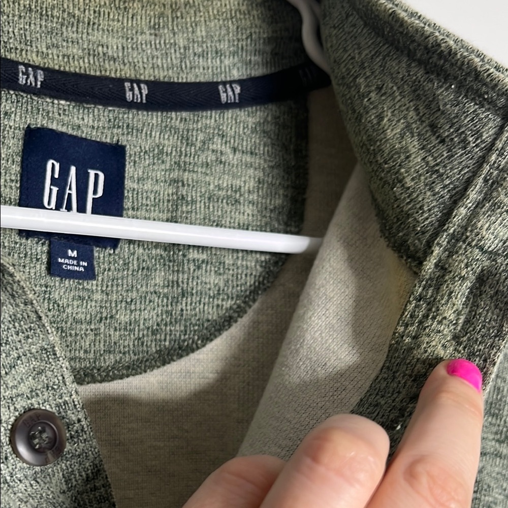 GAP Olive Green Long Sleeve Henley - Picture 5 of 8